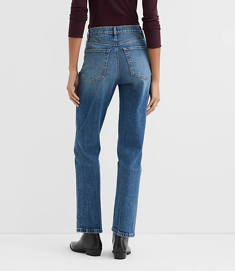 Rivete Short High Rise Straight Jeans Echo Wash