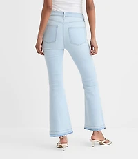 Rivete Curvy Unpicked High Rise Kick Crop Jeans Wave Wash