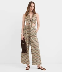 LOFT Beach Garden Linen Cotton Wide Leg Pants