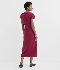 Jersey Pleated Column Midi Dress