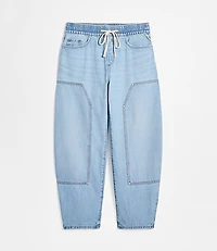 Rivete Curvy Utility High Rise Pull On Jeans Light Wash Indigo