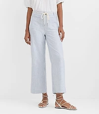 Belted Palmer Wide Leg Crop Pants Striped Twill