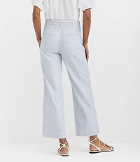 Belted Palmer Wide Leg Crop Pants Striped Twill