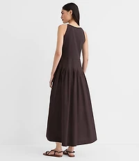 Tall Pleated Mixed Media Midi Halter Dress