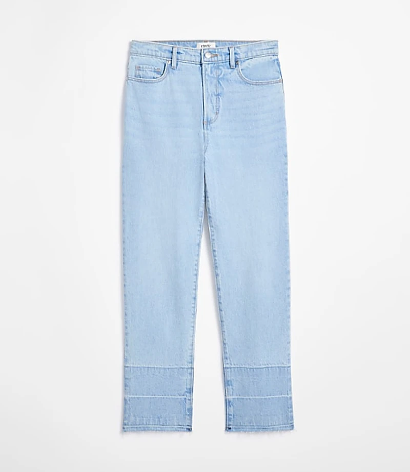 Rivete Tall Curvy Unpicked High Rise Straight Jeans Wave Wash