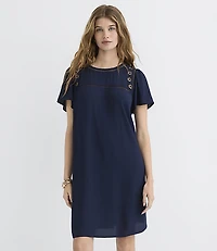 Cutout Yoke Flutter Mini Dress