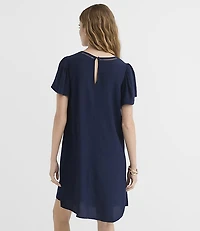 Cutout Yoke Flutter Mini Dress