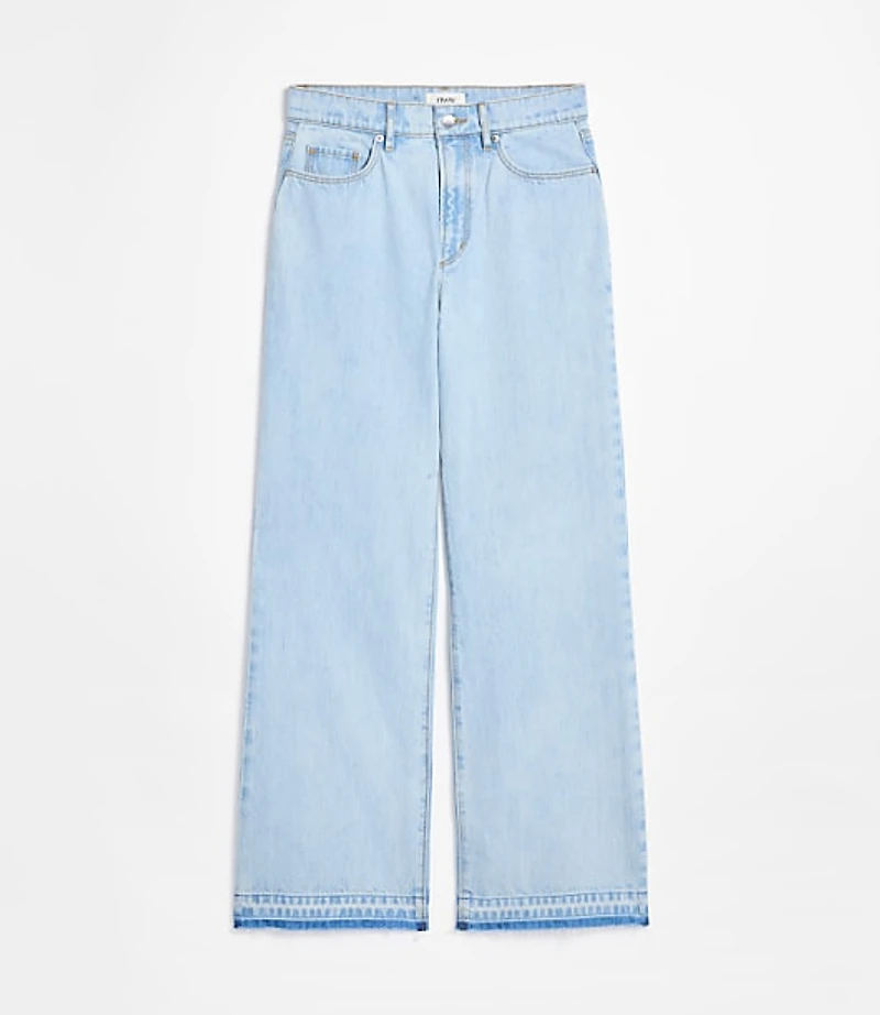 Rivete Petite Curvy Unpicked High Rise Wide Leg Jeans Wave Wash