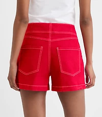 Rivete Petite Double Shank High Rise Denim Shorts in Maple Cherry