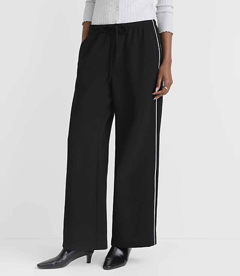 Piped Sawyer Pull On Pants Textured Crepe
