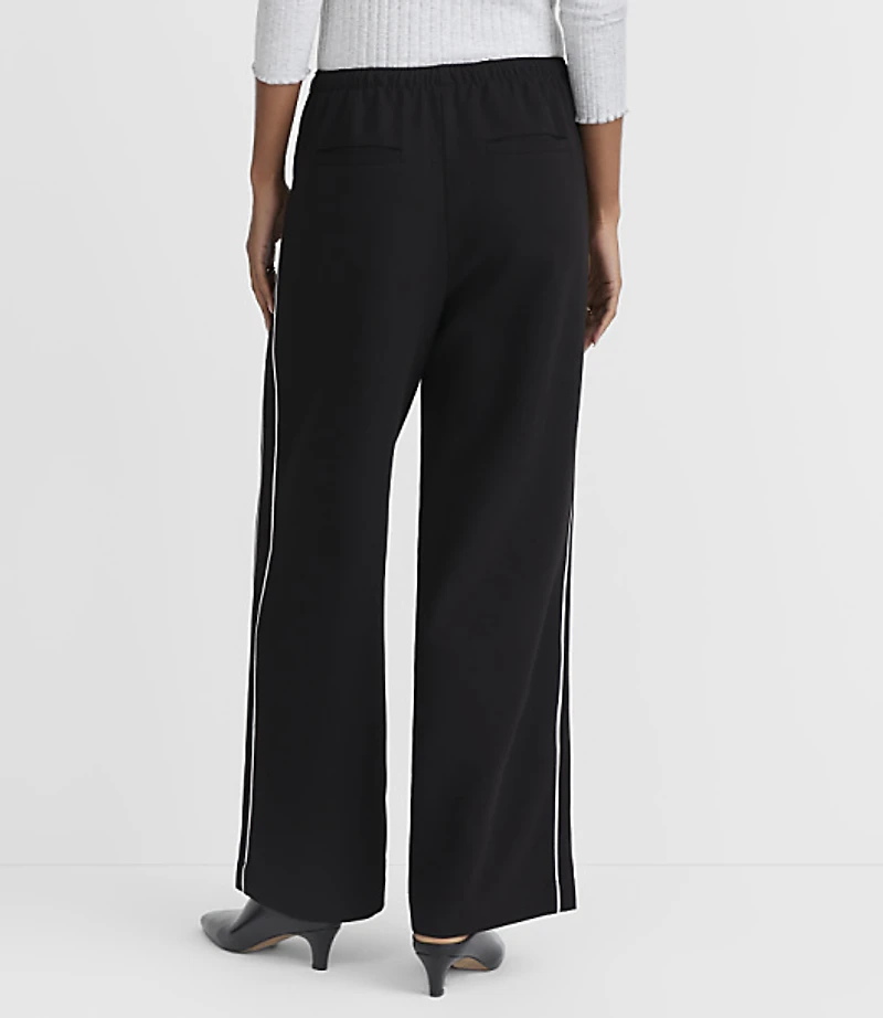 Piped Sawyer Pull On Pants Textured Crepe