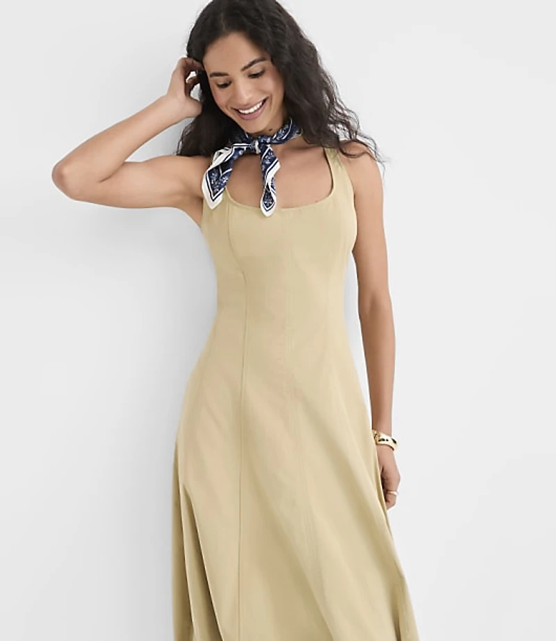 Petite Seamed Barrel Midi Pocket Dress