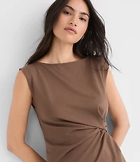 Petite Knotted Boatneck Top