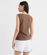 Petite Knotted Boatneck Top