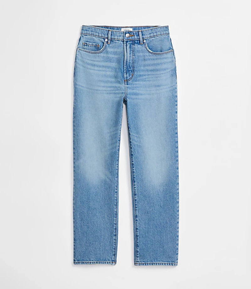 Rivete Short High Rise Straight Jeans Aura Wash
