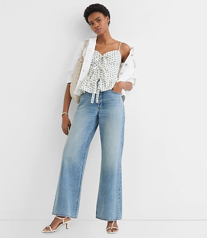 Petite Floral Poplin Bow Peplum Cami
