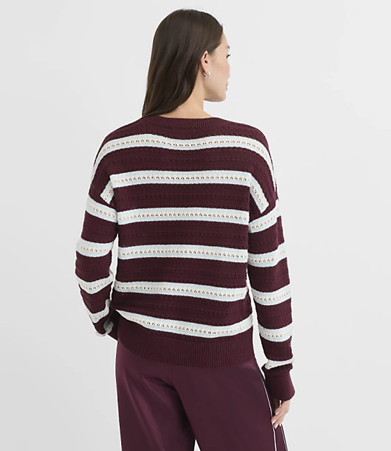 Petite Striped Stitchy Sweater