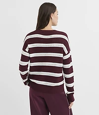 Petite Striped Stitchy Sweater