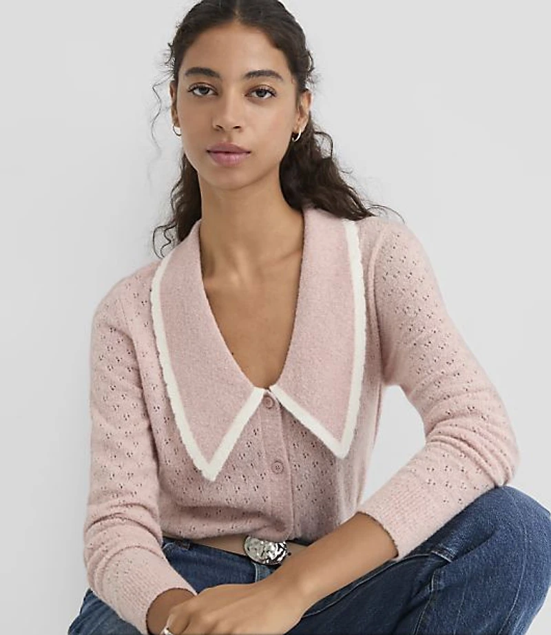 Pointelle Sailor Collar Cardigan