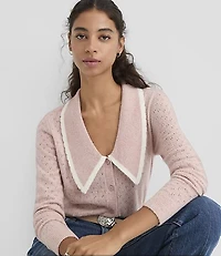 Pointelle Sailor Collar Cardigan