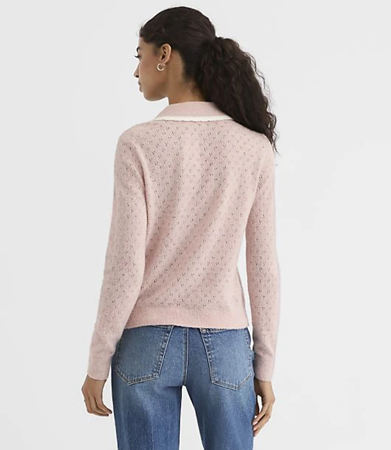 Pointelle Sailor Collar Cardigan