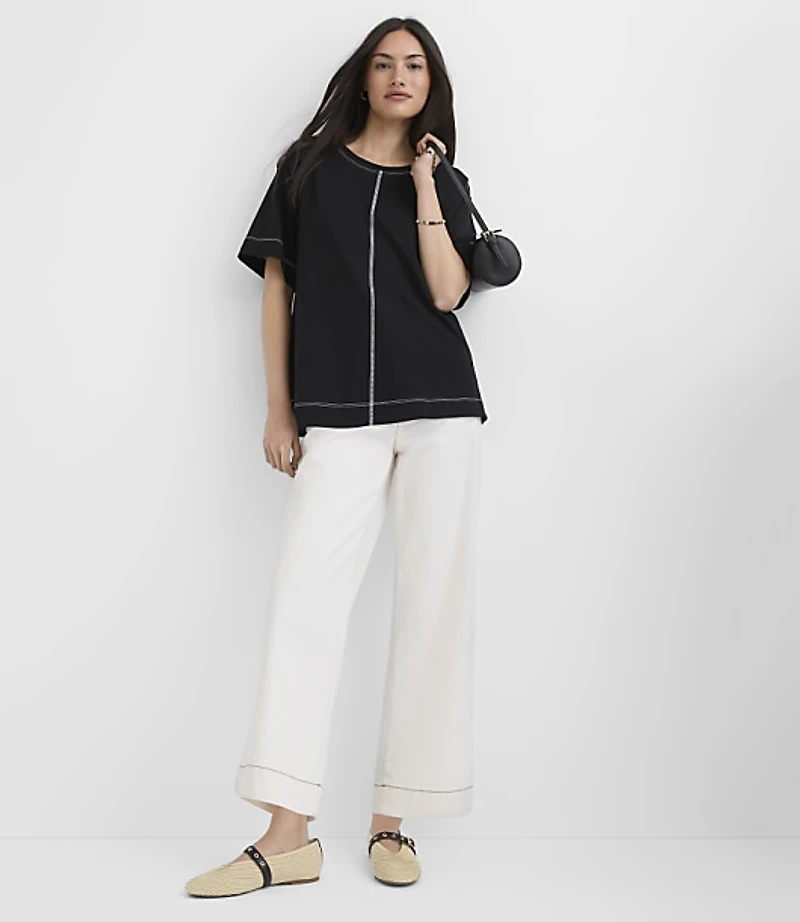 Topstitched Jersey Abbreviated Tee