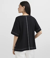 Topstitched Jersey Abbreviated Tee