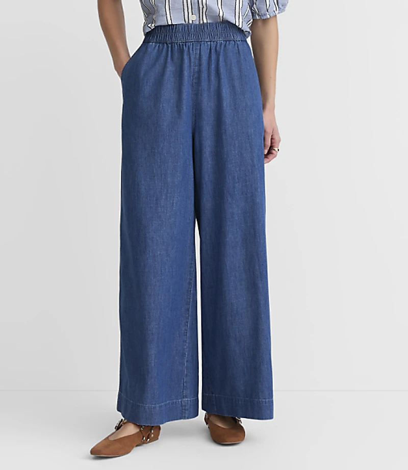 Pull On Wide Leg Pant Chambray