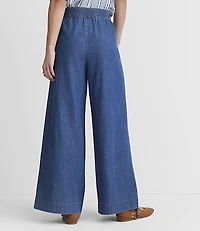 Pull On Wide Leg Pant Chambray