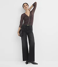 Leopard Print Shirred Mesh Cardigan Top