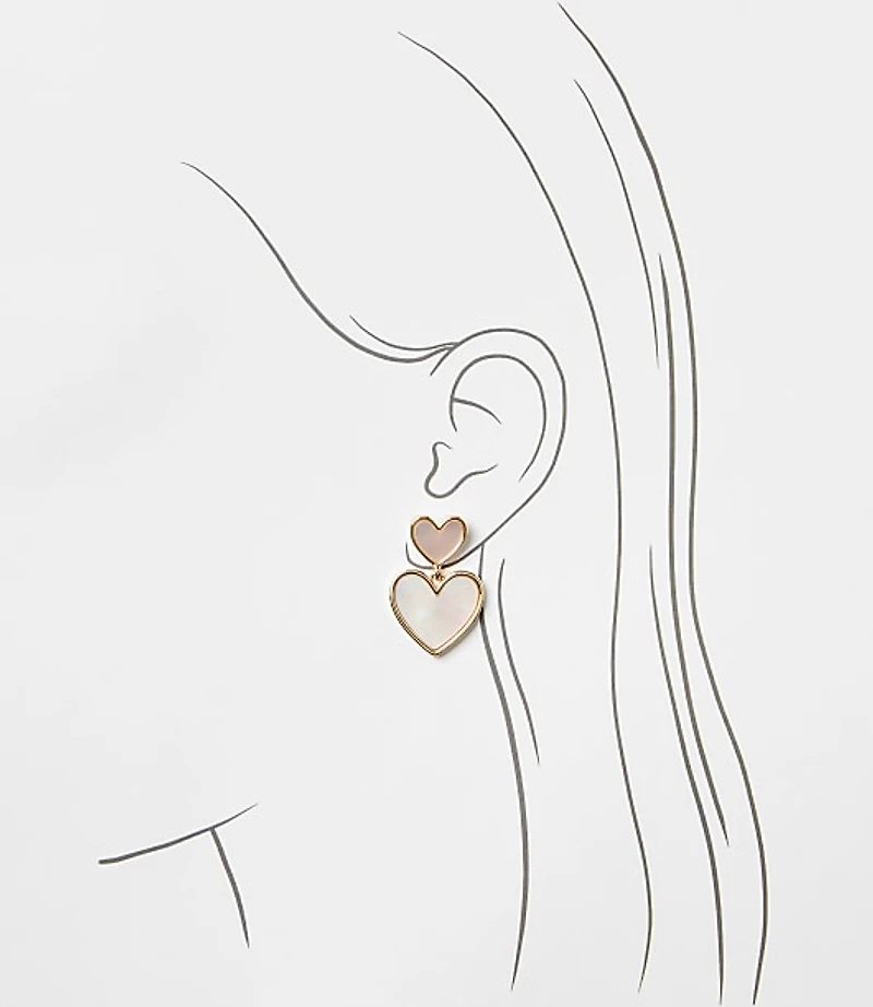 Mother Of Pearl Heart Drop Earrings