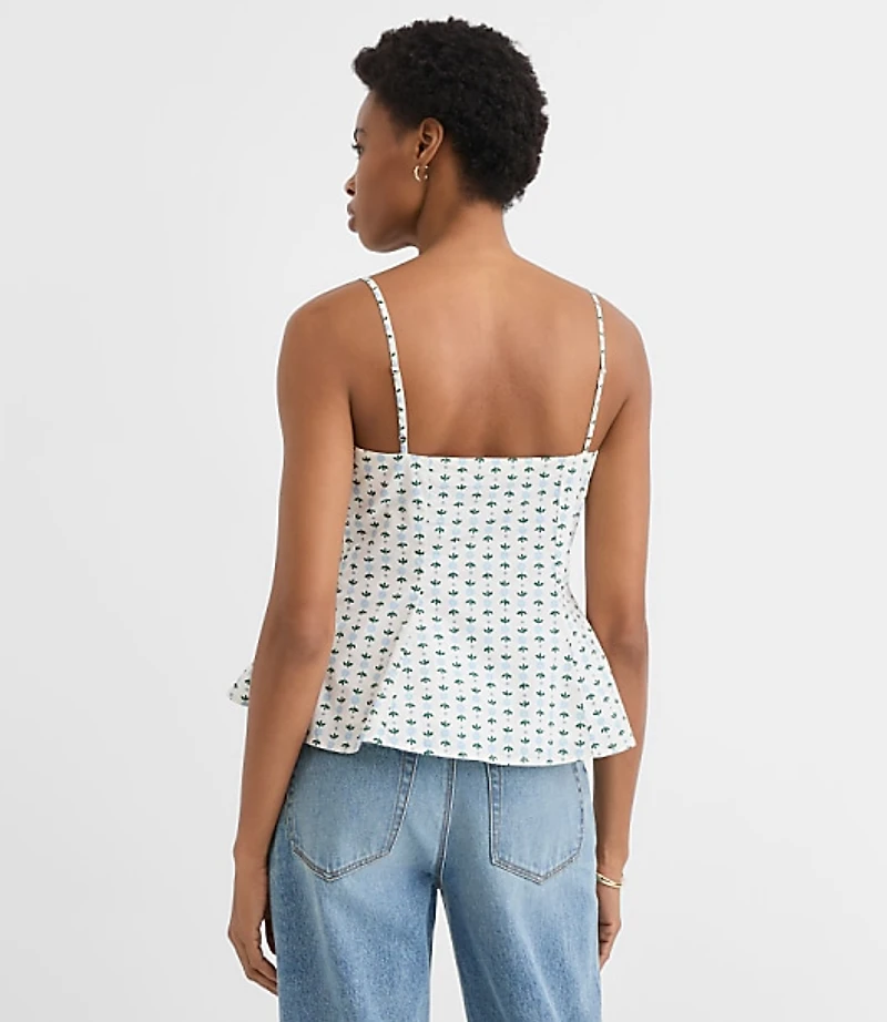 Floral Poplin Bow Peplum Cami