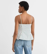 Floral Poplin Bow Peplum Cami