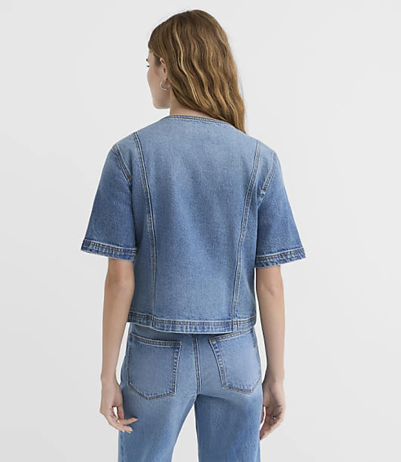 Short Sleeve Denim Jacket Bright Mid Indigo Wash