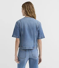Short Sleeve Denim Jacket Bright Mid Indigo Wash
