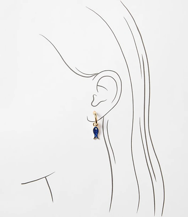 Pearlized Fish Hoop Earring Set