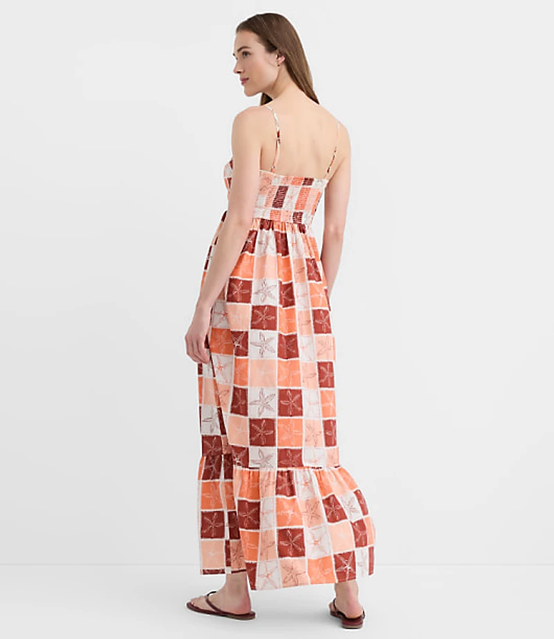 Petite LOFT Beach Starfish Poplin Cutout Twist Maxi Pocket Dress