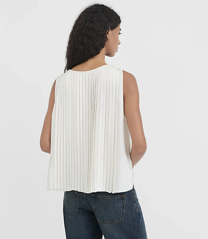 Lace Tie Neck Pleated Shell