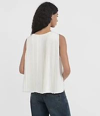 Lace Tie Neck Pleated Shell