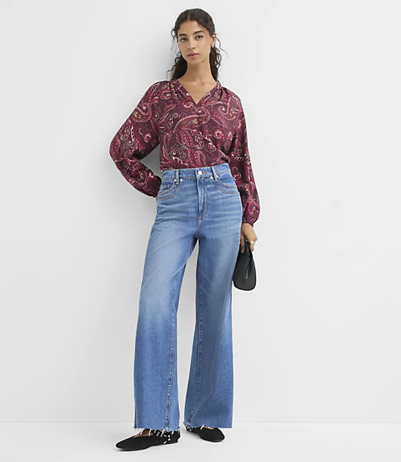 Paisley Split Neck Blouse