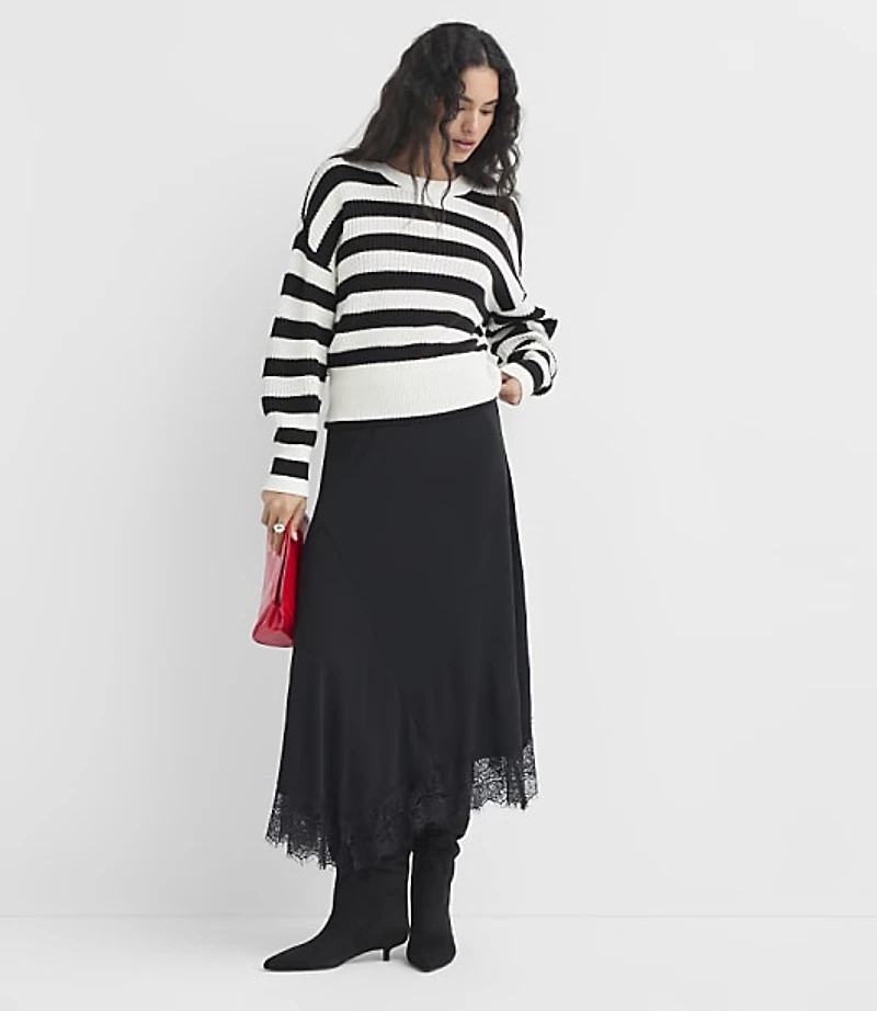 Striped Ribtrim Dolman Sweater