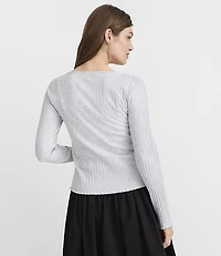 Heathered Ruffle Ribbed Cardigan