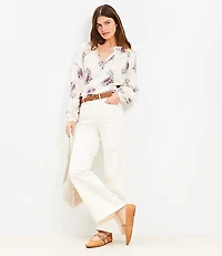 Paisley Draped Sleeve Henley Blouse