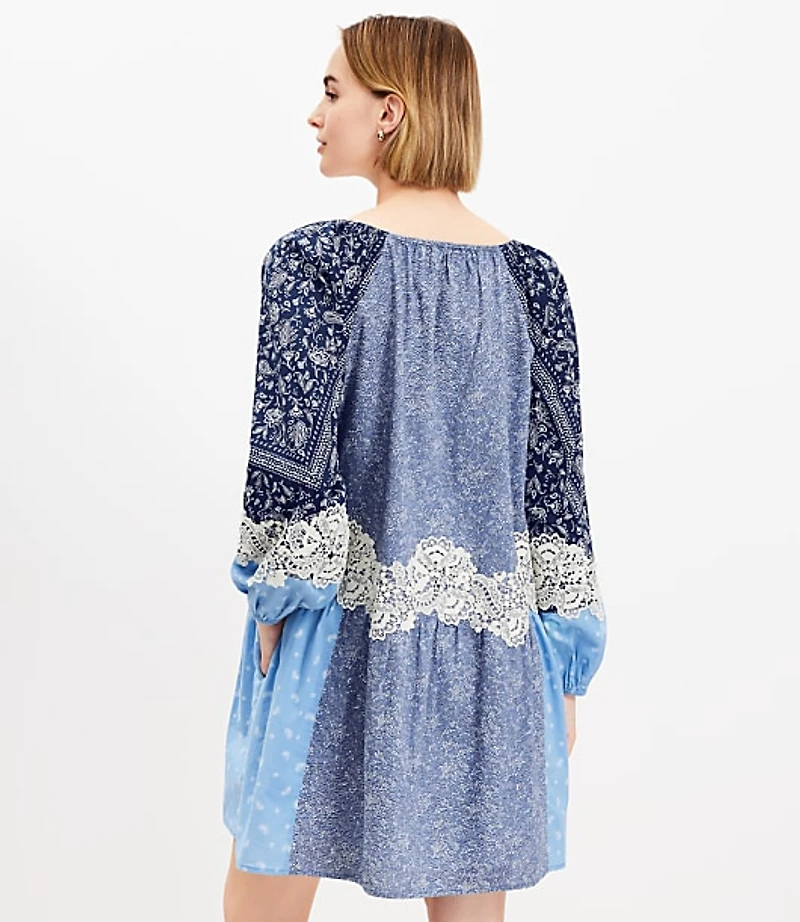 Tall Lace Paisley Tie Mini Pocket Dress