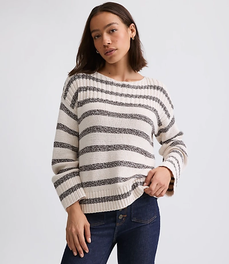 Striped Ribtrim Boatneck Sweater