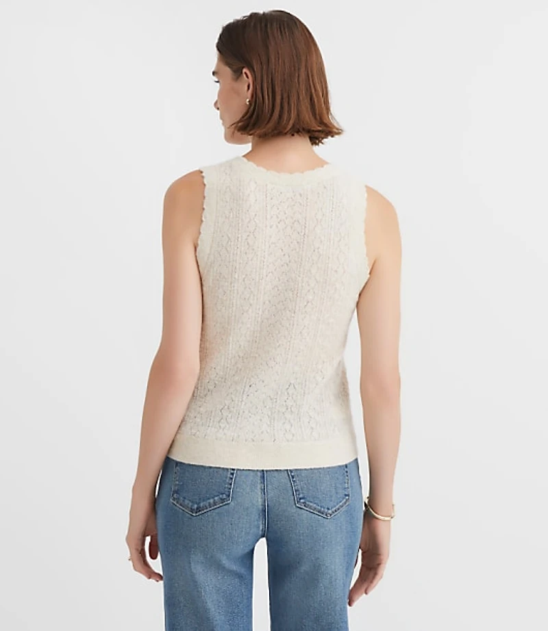 Scalloped Pointelle Sweater Tank Top