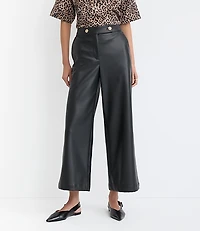 Wide Leg Culottes Faux Leather