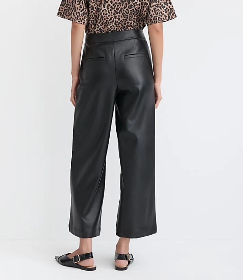 Wide Leg Culottes Faux Leather