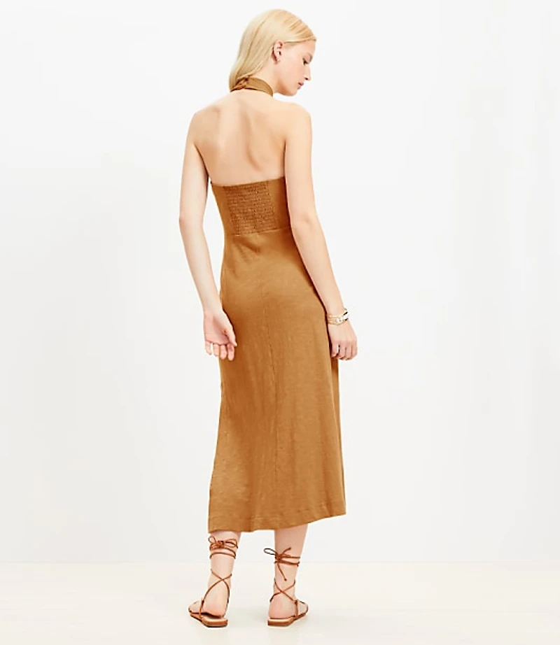 Knotted Keyhole Midi Halter Dress