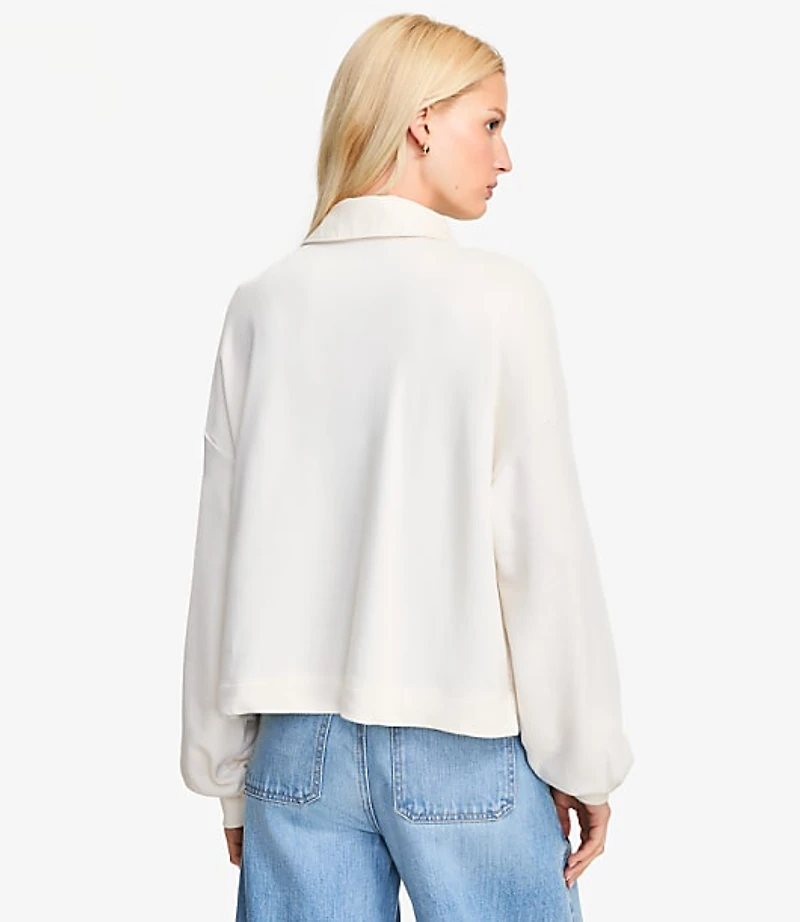 Mixed Media Polo Sweatshirt